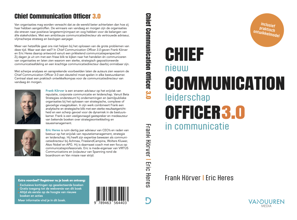 Chief Communication Officer 3.0 is het nieuwe boek van Frank Körver en Eric Heres.