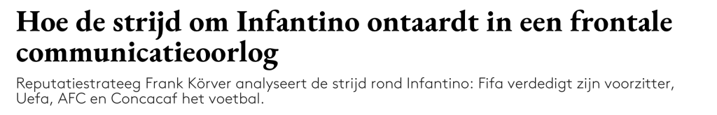 Adformatie sprak met Frank Körver over reputatie en communicatie Uefa en Fifa